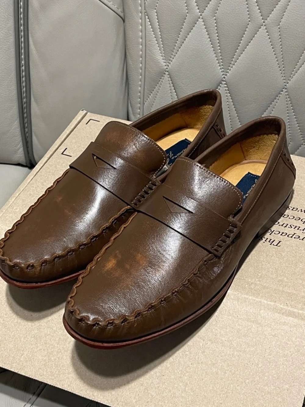 Massimo Matteo Brown Leather Penny Loafers